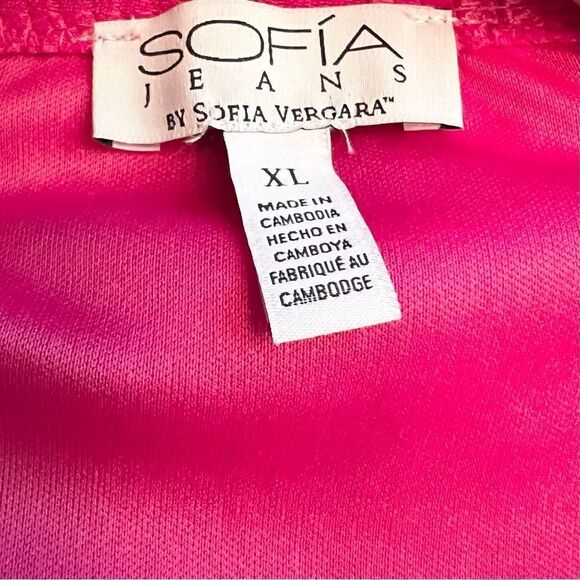 Sofia Vergara Hot Pink Embroidered Empire Waist Boho Style Top XL - Picture 6 of 8
